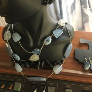 WOMEN'S TRIPLE LAYER NECKLACE,WITH EAR RINGS